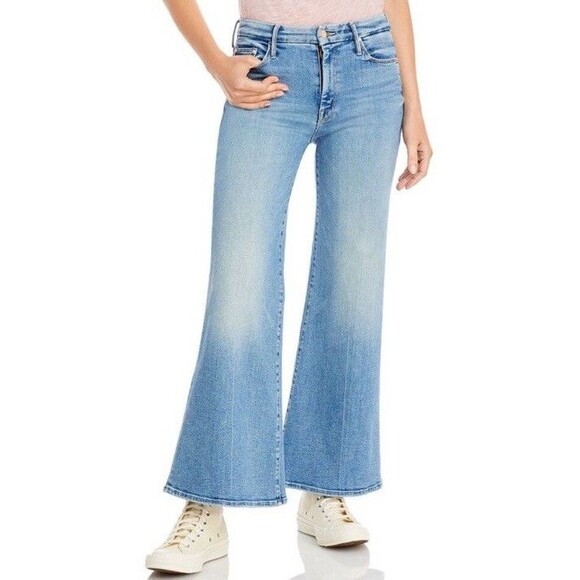 MOTHER The Roller High Rise Wide Leg Denim Jeans Let's Trip Light Wash Blue 28 - Picture 2 of 12